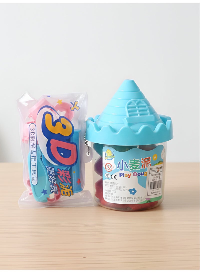 UNIKSAR 12-Color DIY Play Dough Set with Castle-Shaped Storage Bucket and 3D Modeling Tools - Creative Educational Clay Kit for Kids - Image 3